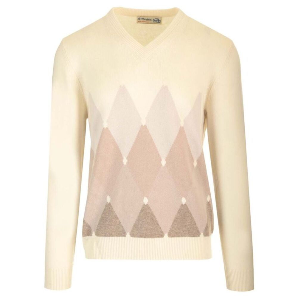 Ballantyne Men Double Yarn Cashmere Diamond Sweater